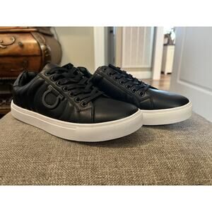 Faranzi Size 10 Lace Up Casual Sneakers Black Logo Accent Synthetic NIB